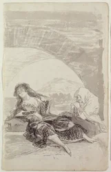 Maja and Celestina Under an Arch